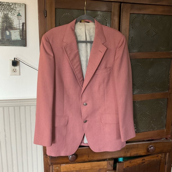 Vintage Pale Red Christmas Sport Coat 40 42 - Picture 1 of 4